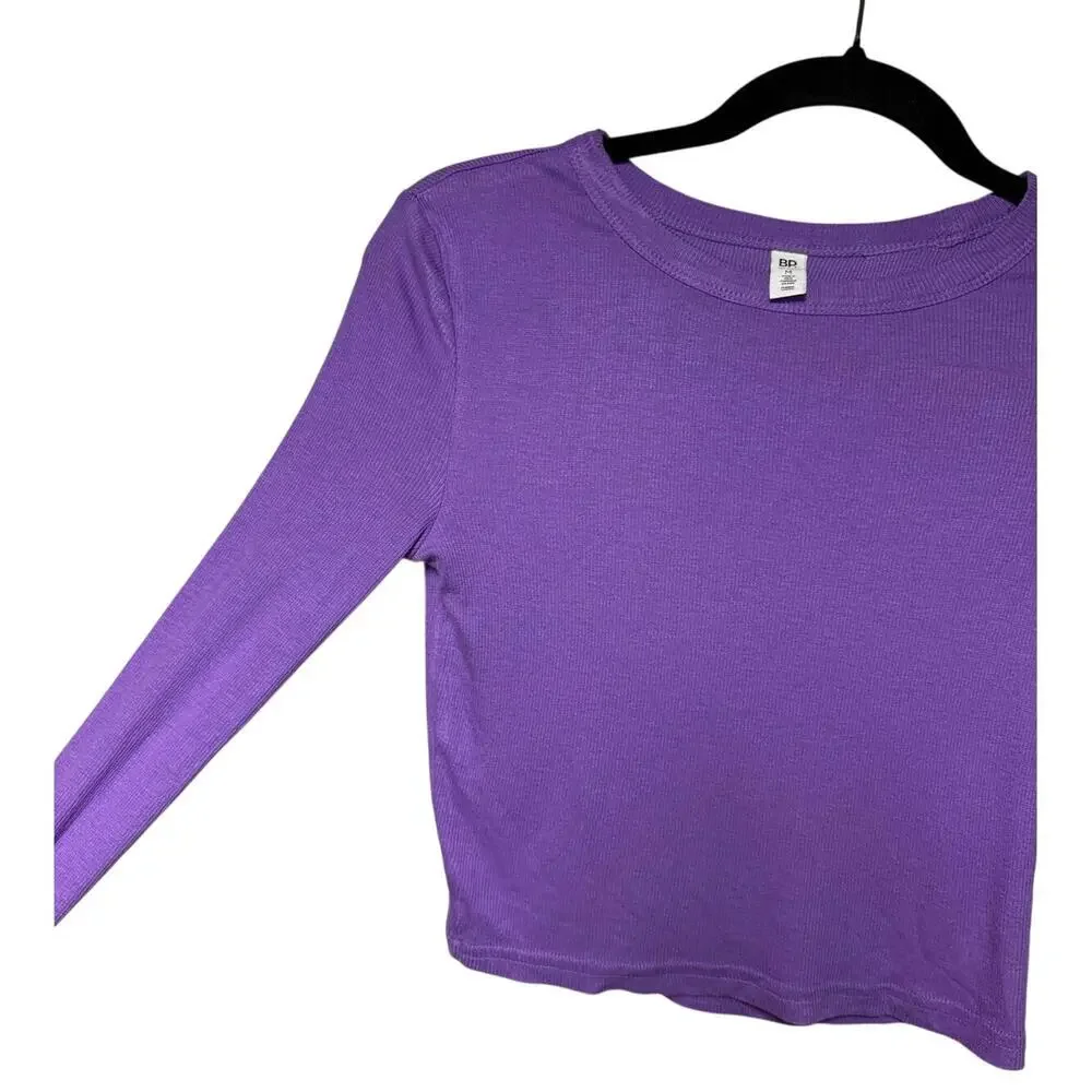 BP. Ribbed Purple Cropped Long Sleeve Top Sz Med